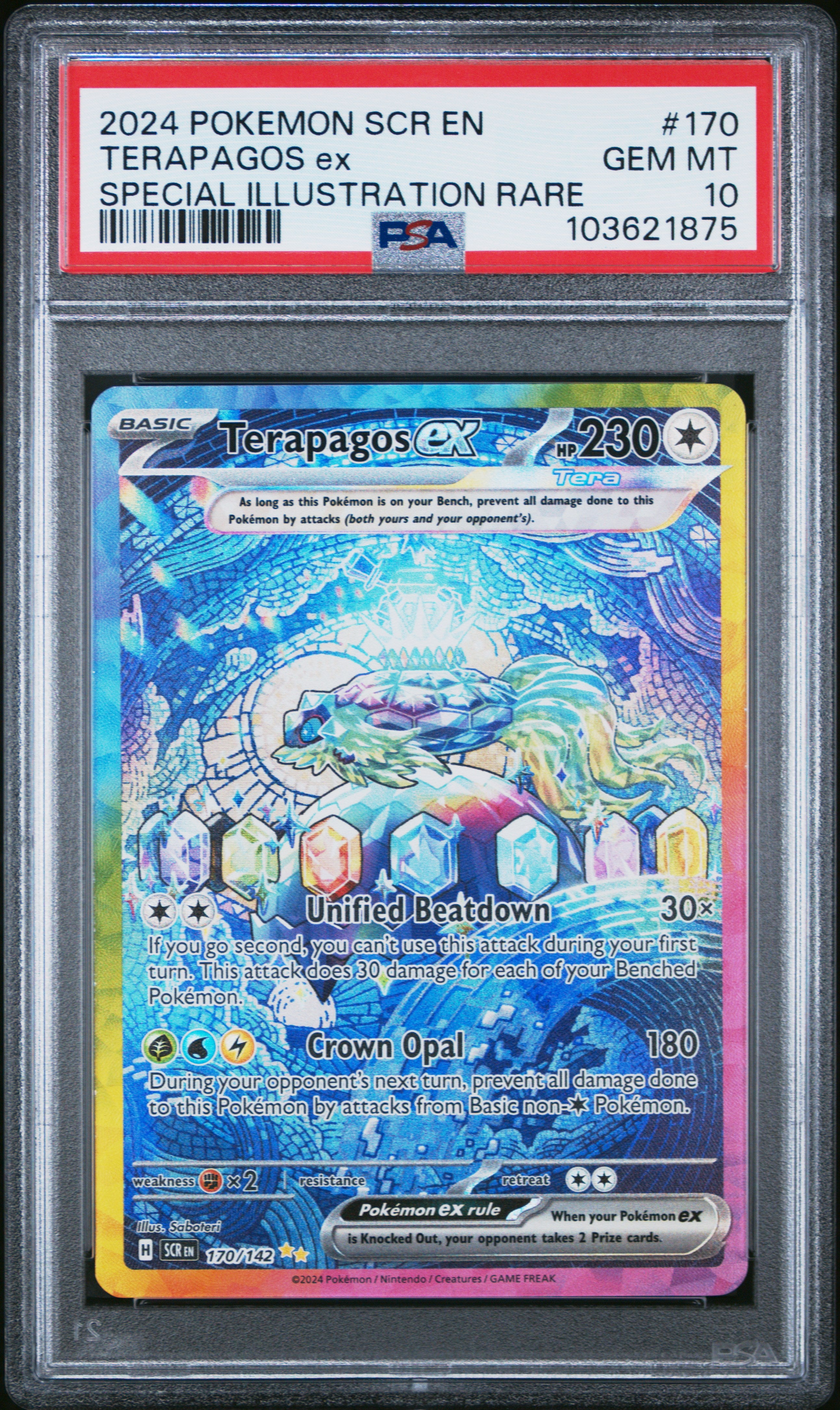 2024 Pokemon Stellar Crown #170 Terapagos Ex Special Illustration Rare PSA 10